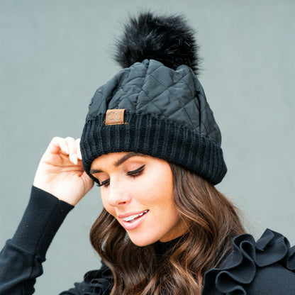 CC Quilted Puffer with Detachable Pom Beanies HatsStay cozy and incredibly chic in our CC Quilted Pom Beanie! It comes with authentic C.C® branding and quality, a faux fur pom (that you can remove for a different loMauve RheaMauve RheaDetachable Pom Beanies HatsDetachable Pom Beanies HatsAccessoriesEzzyclick