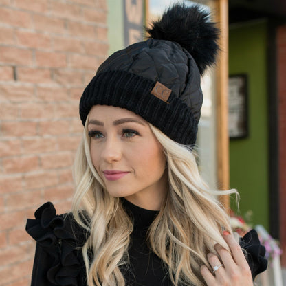 CC Quilted Puffer with Detachable Pom Beanies HatsStay cozy and incredibly chic in our CC Quilted Pom Beanie! It comes with authentic C.C® branding and quality, a faux fur pom (that you can remove for a different loMauve RheaMauve RheaDetachable Pom Beanies HatsDetachable Pom Beanies HatsAccessoriesEzzyclick