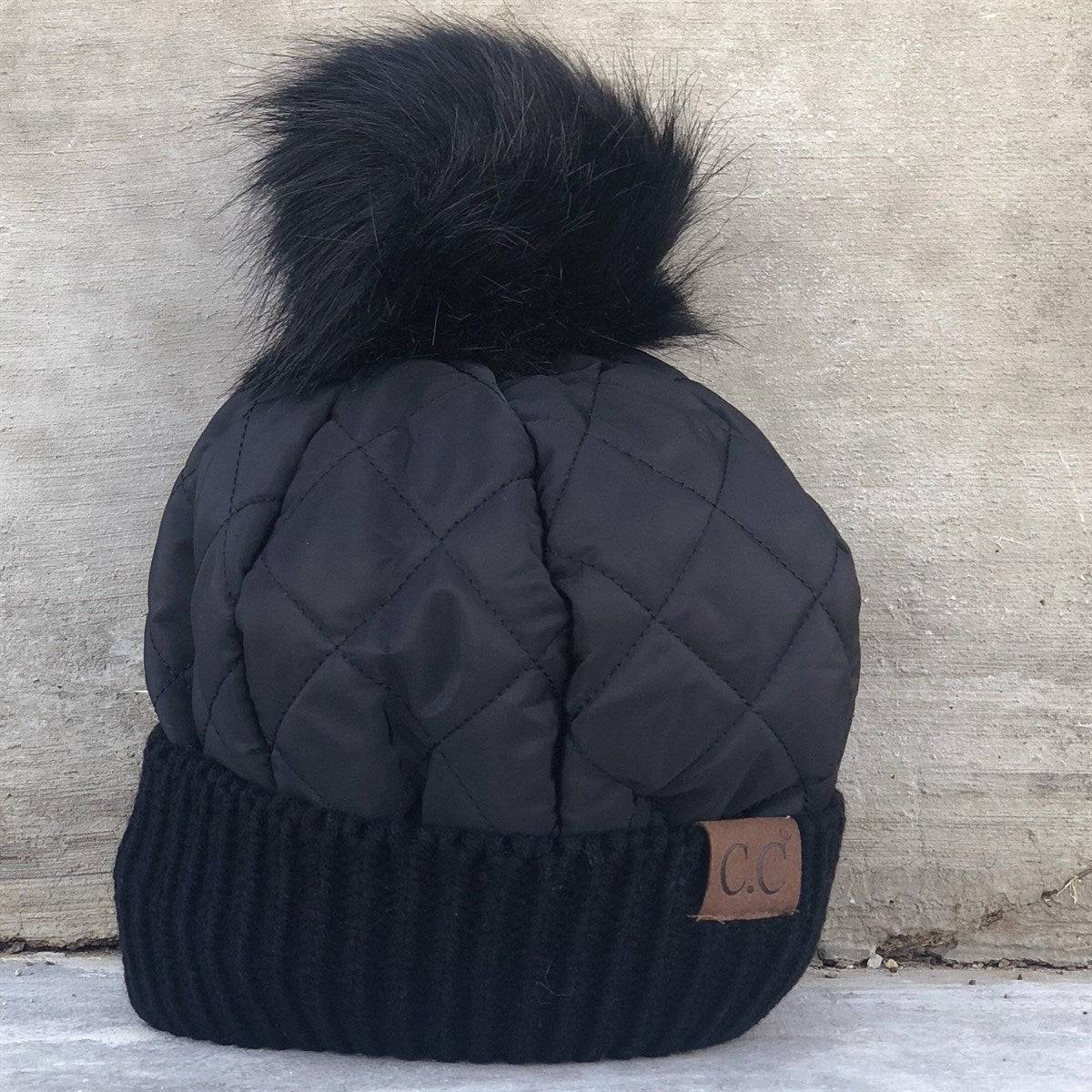 CC Quilted Puffer with Detachable Pom Beanies HatsStay cozy and incredibly chic in our CC Quilted Pom Beanie! It comes with authentic C.C® branding and quality, a faux fur pom (that you can remove for a different loMauve RheaMauve RheaDetachable Pom Beanies HatsDetachable Pom Beanies HatsAccessoriesEzzyclick