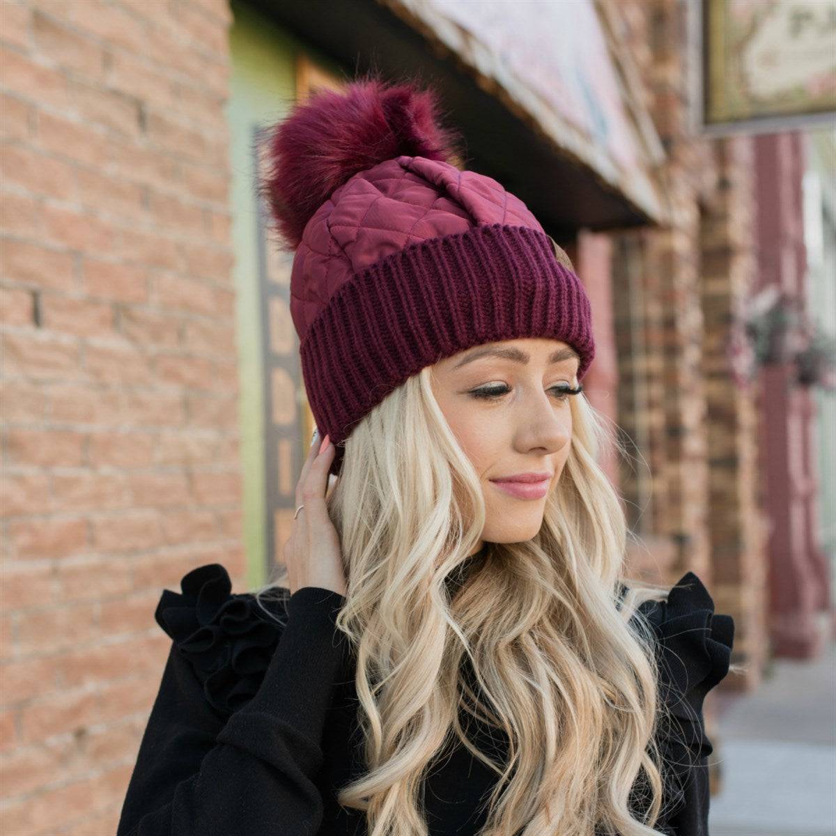 CC Quilted Puffer with Detachable Pom Beanies HatsStay cozy and incredibly chic in our CC Quilted Pom Beanie! It comes with authentic C.C® branding and quality, a faux fur pom (that you can remove for a different loMauve RheaMauve RheaDetachable Pom Beanies HatsDetachable Pom Beanies HatsAccessoriesEzzyclick