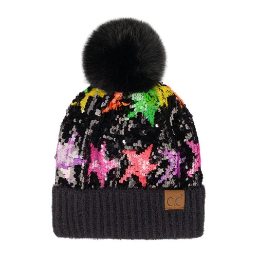 CC Sequin Fur Pom Beanie | Adult and Kid Sizes