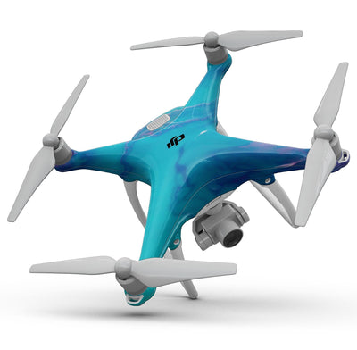 Marbleized Ocean Blue - Full-Body Skin Kit for the DJI Phantom 4 Drone