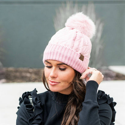 CC Quilted Puffer with Detachable Pom Beanies HatsStay cozy and incredibly chic in our CC Quilted Pom Beanie! It comes with authentic C.C® branding and quality, a faux fur pom (that you can remove for a different loMauve RheaMauve RheaDetachable Pom Beanies HatsDetachable Pom Beanies HatsAccessoriesEzzyclick