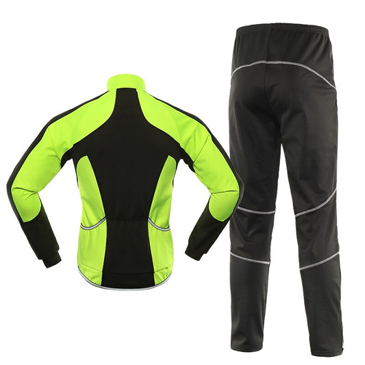 Men Winter Cycling Jacket Set Windproof Waterproof Thermal Sportswear