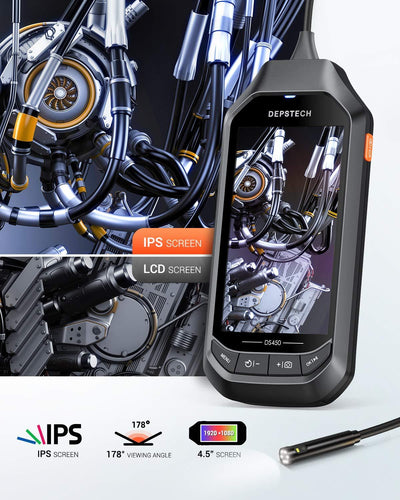 1080P Dual Lens Endoscope Camera with 4.3 "IPS LCD 2.0MP HD Inspection